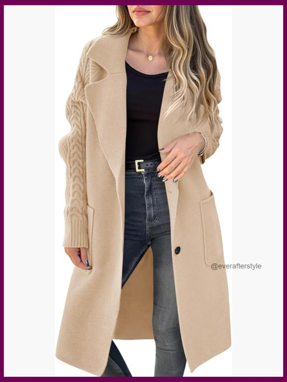 Chunky Knit Open Front Button Lapel Cardigan Sweater Coatigan Jacket